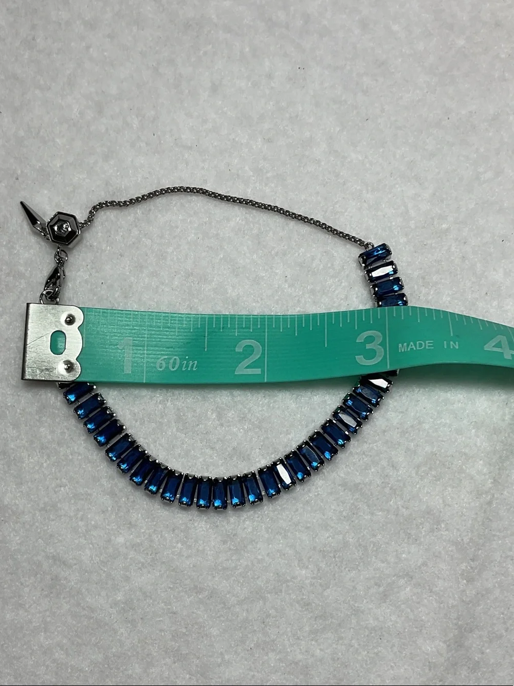 Origami Owl Silver Bracelet with Deep Blue Rectangular Stones
